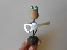 Vintage Johnny Guitar Wood Frog Chromed Bottle Opener Ideal Japan picture