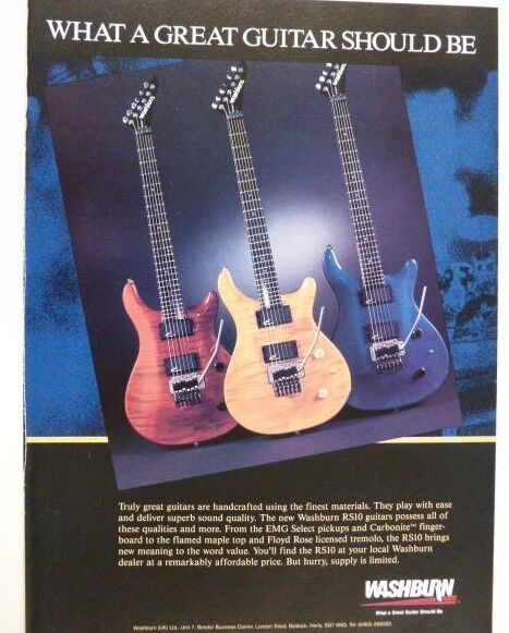 retro magazine advert 1987 WASHBURN GUITARS