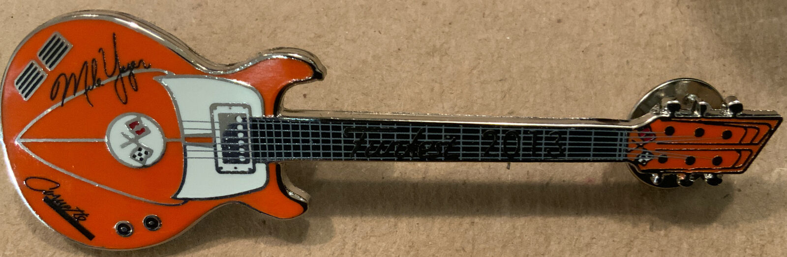 Corvette Guitar Pin 2013, Orange 3”