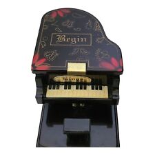 Vintage Black Grand Piano Jewelry Music Box Works picture