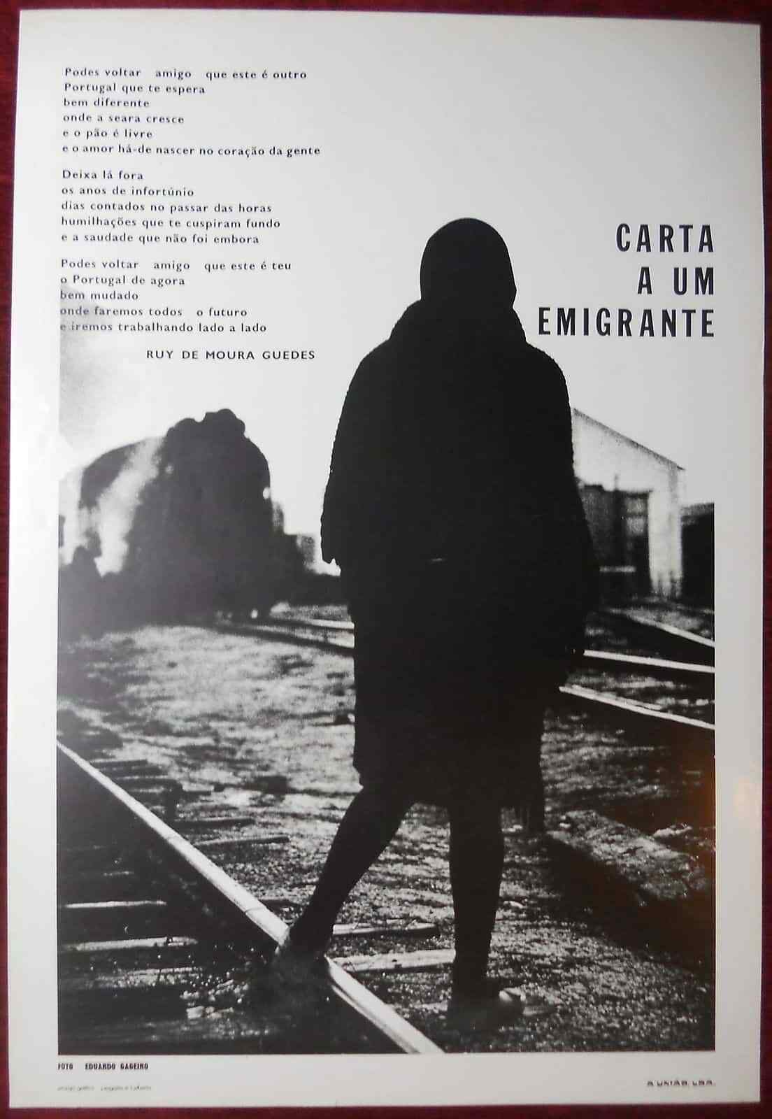 ORIGINAL Poster Portugal Immigrant Ruy De Moura Guedes Lyrics Gageiro Silhouette