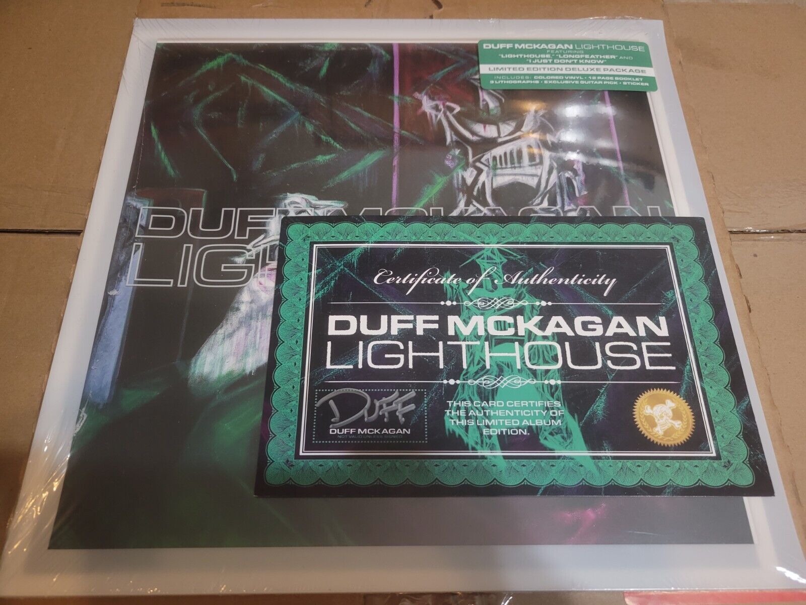 Duff Mckagan Guns N Roses Lighthouse SIGNED Green Transparent Marble LP Record