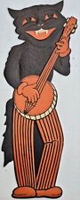 Vintage 1940's Halloween HE Luhrs Beistle XL Diecut Banjo Cat Musician Band 18
