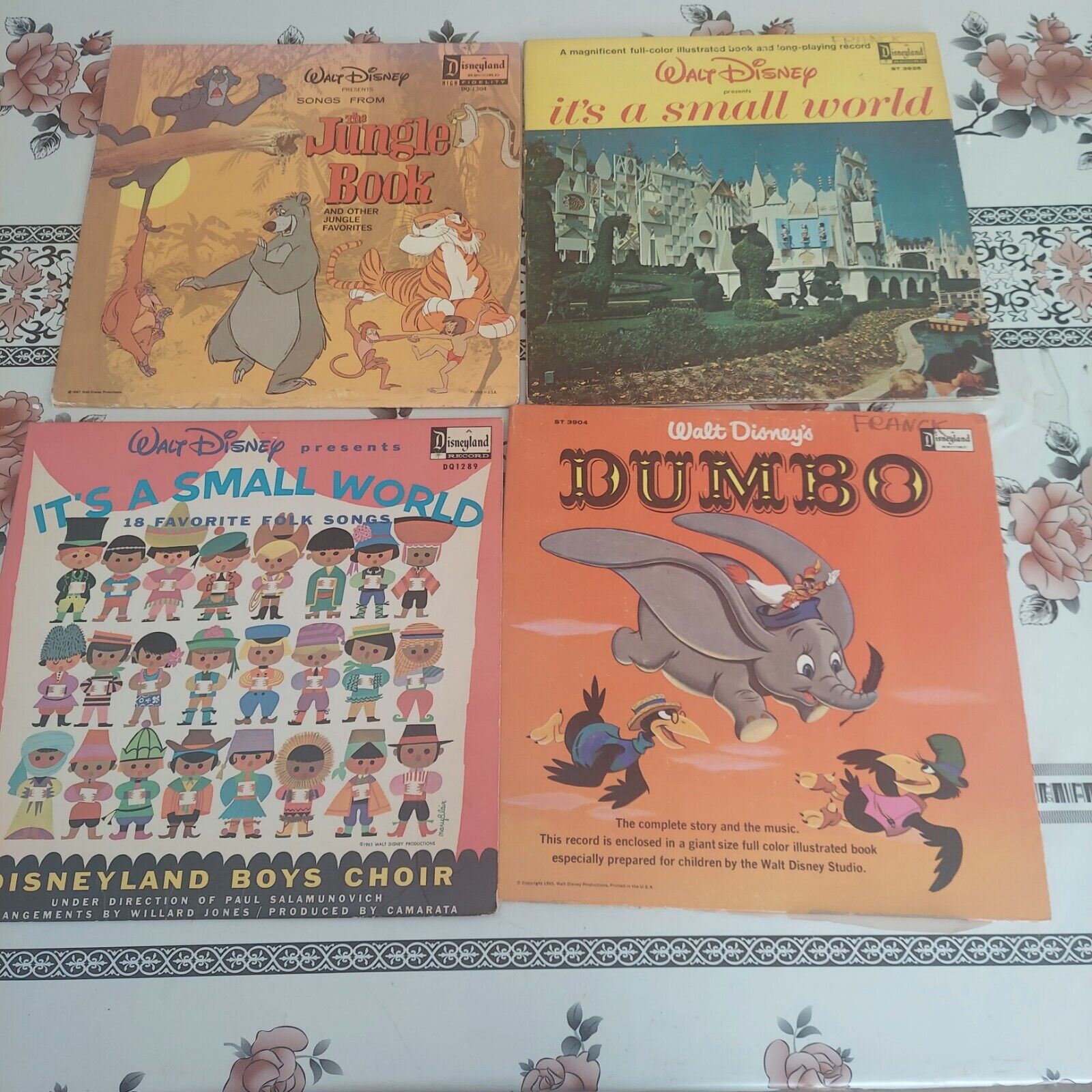 Vintage 1964-1967 Walt Disney Record Lot of 4 - Dumbo, Jungle Book, Small World