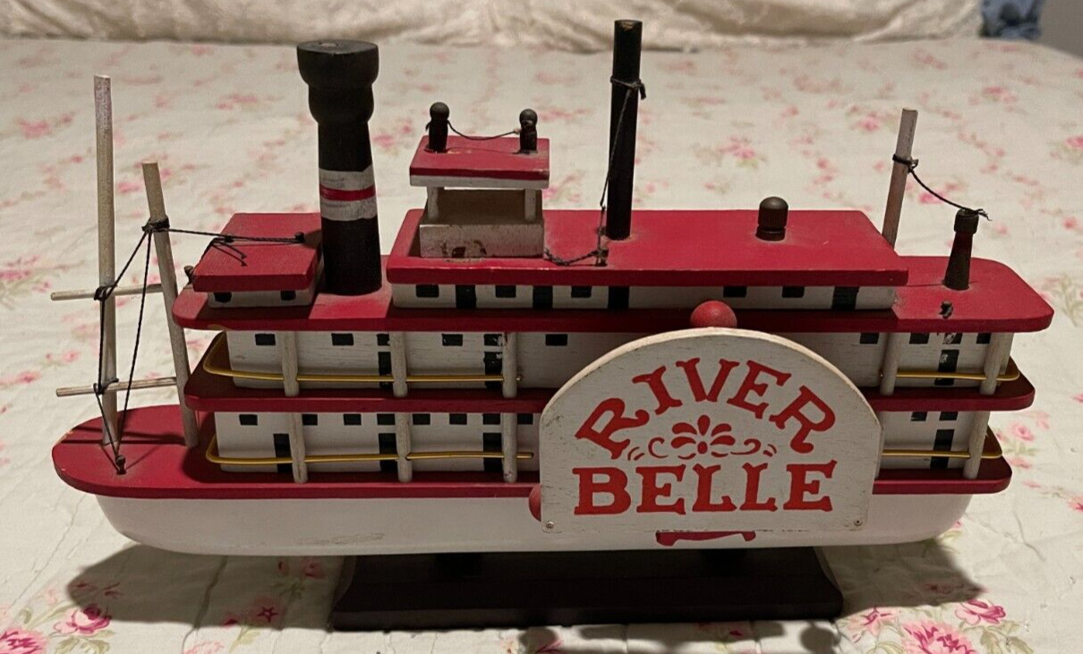 1982 VINTAGE RIVER BELLE BOAT SHIP NEW JERSEY GEORGE GOOD CO MUSIC BOX ALSO WORK