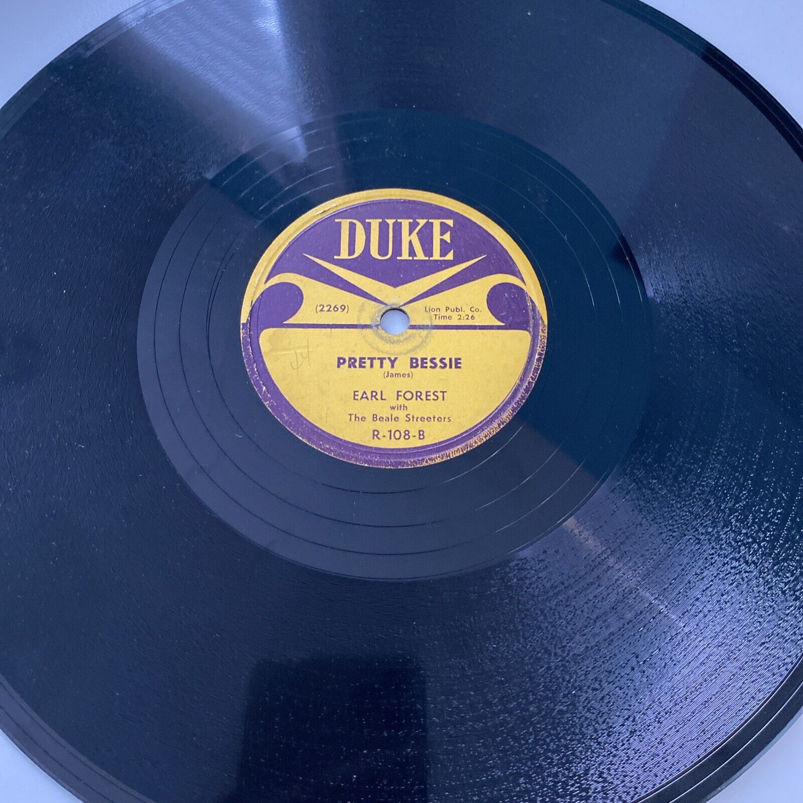 Earl Forest Beale Streeters 78 rpm DUKE 108 Pretty Bessie BLUES 1953 E/V