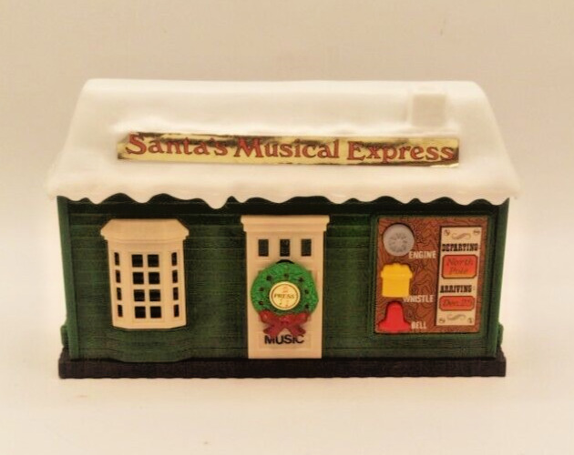 Vintage Train Station Christmas Musical Express Train Depot Engine Whistle Sound
