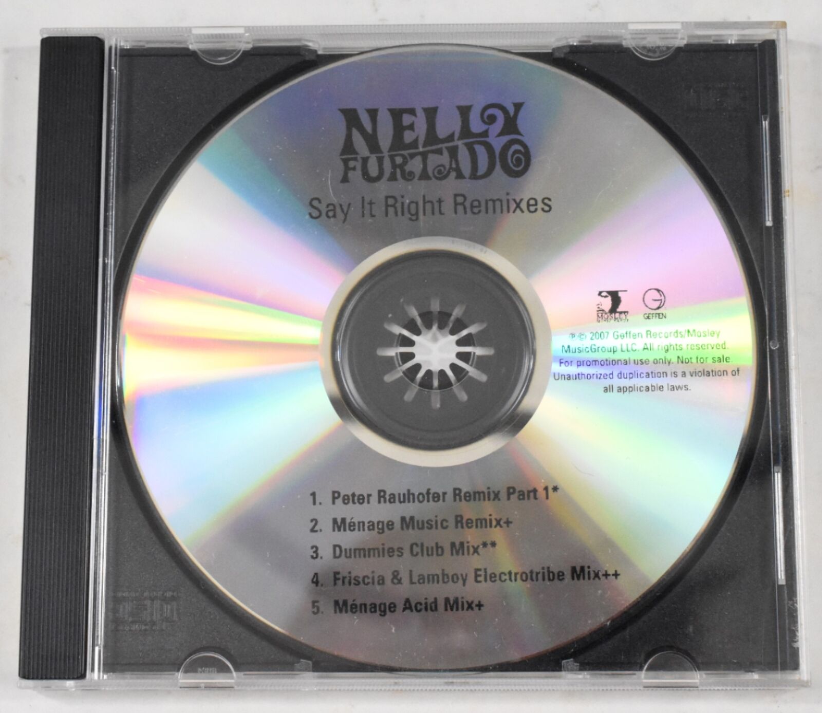 Say It Right Remixes by Nelly Furtado (CD, 2007, Geffen, Promotional Disc)