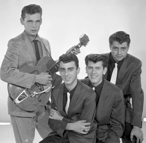 Entertainer Duane Eddy holds his Gretsch guitar 1958 Old Photo 2