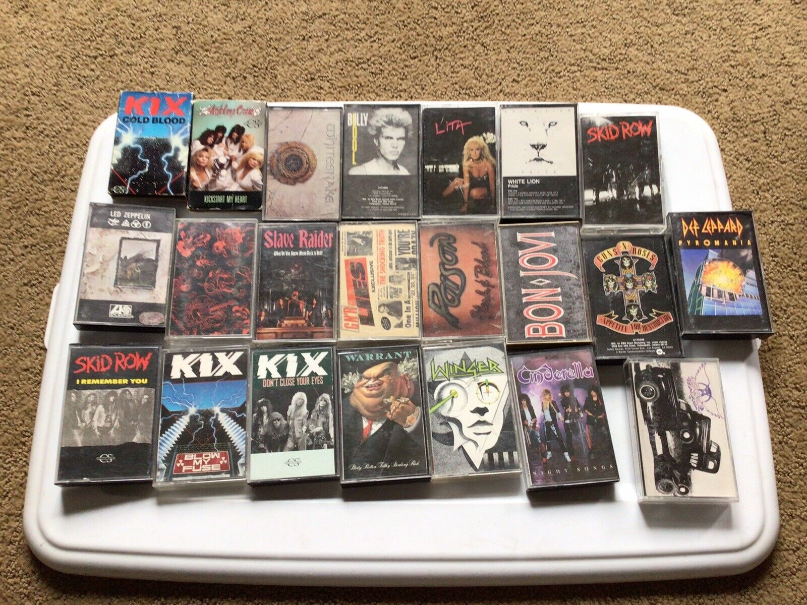 vintage 80s cassette lot Rock Hair Metal- Winger,Kix, Skid Row.