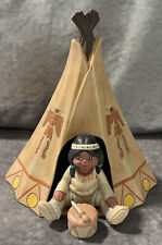 Ceramic Teepee With Indian & Drum Figurines picture