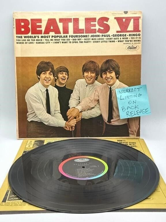 The Beatles VI - vinyl - Rare incorrect listing on the back of songs VG