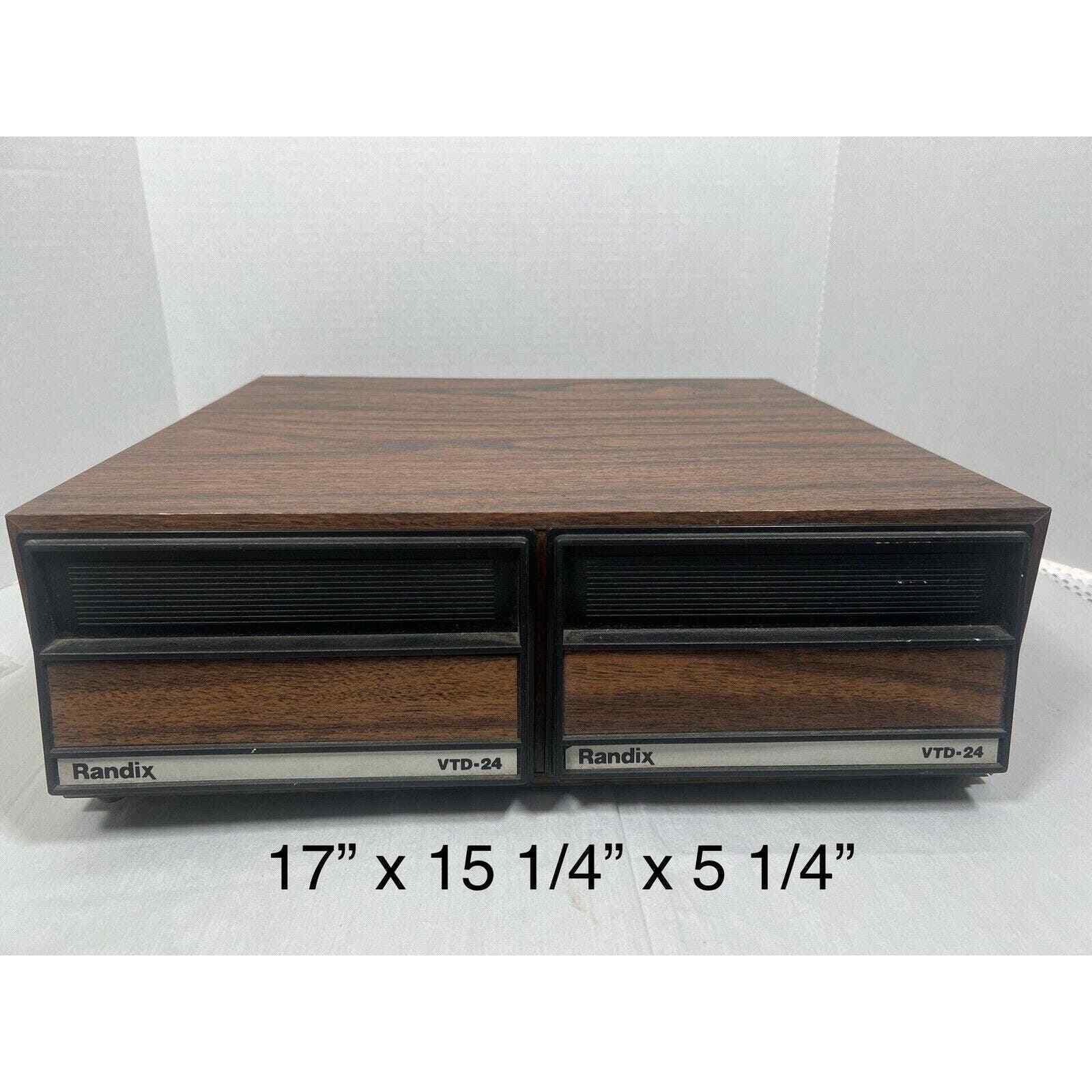 Randix VTD-24 VHS Tape Holder 2 Drawer Storage Cabinet Case Vintage Faux Wood