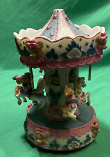 Vintage carousel horses figurine music box 10” Height Multi Color picture