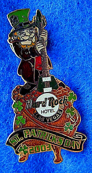 LAS VEGAS HOTEL ST PATRICKS DAY LEPRECHAUN FLYING V GUITAR 03 Hard Rock Cafe PIN