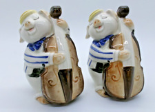 Vintage Otagiri Singing Pigs Playing Cello/Bass Salt and Pepper Set Music picture