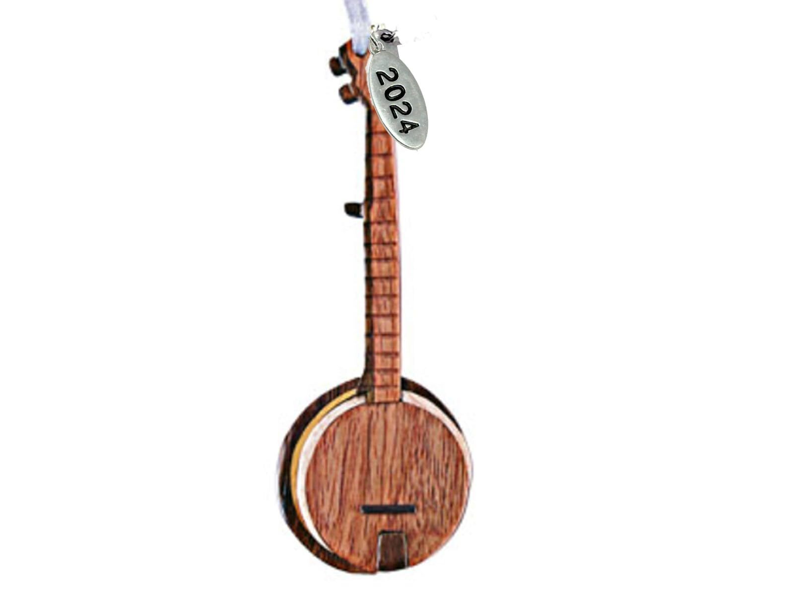 Banjo Christmas Ornament 2024 Two-Tone Wood Christmas Ornament - Banjo Gifts -