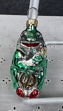 Vintage Mercury Glass Frog Christmas Ornament - West Germany - Banjo Musician picture