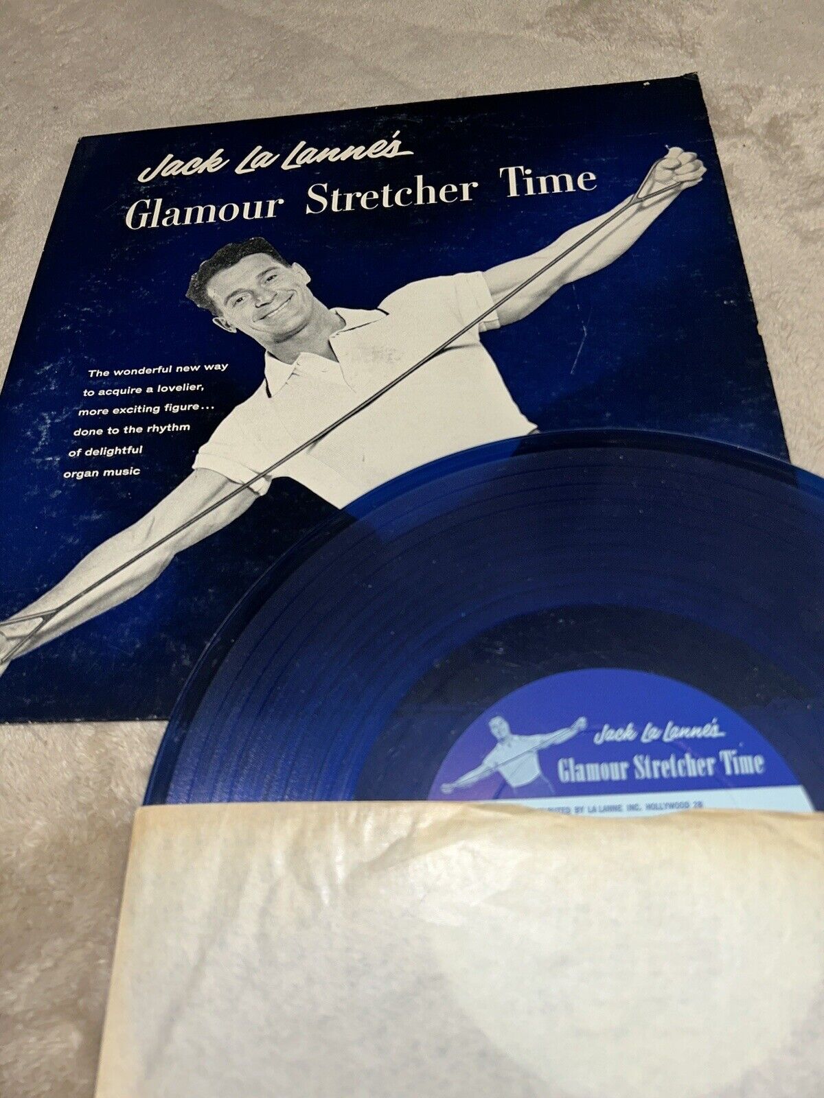 Original Vtg 1959 Jack LaLanne Glamour Stretcher Time Blue LP