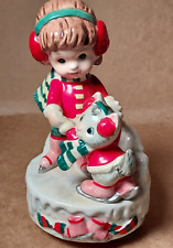 Vintage LEFTON Christmas Music Box Signed Red Label The Skater's Waltz 1995 picture