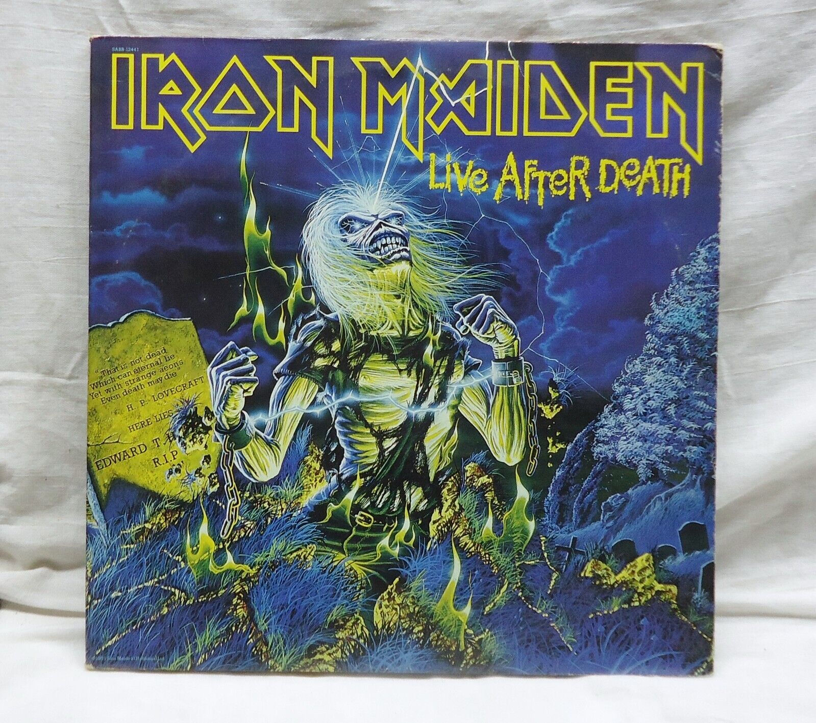 Vintage 1985 Iron Maiden Live After Death Lp With Inserts Missing One Record