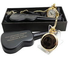 JOHNNY CASH Signed GOLD Pocket Watch and Personalised Guitar Drinks Hip Flask picture