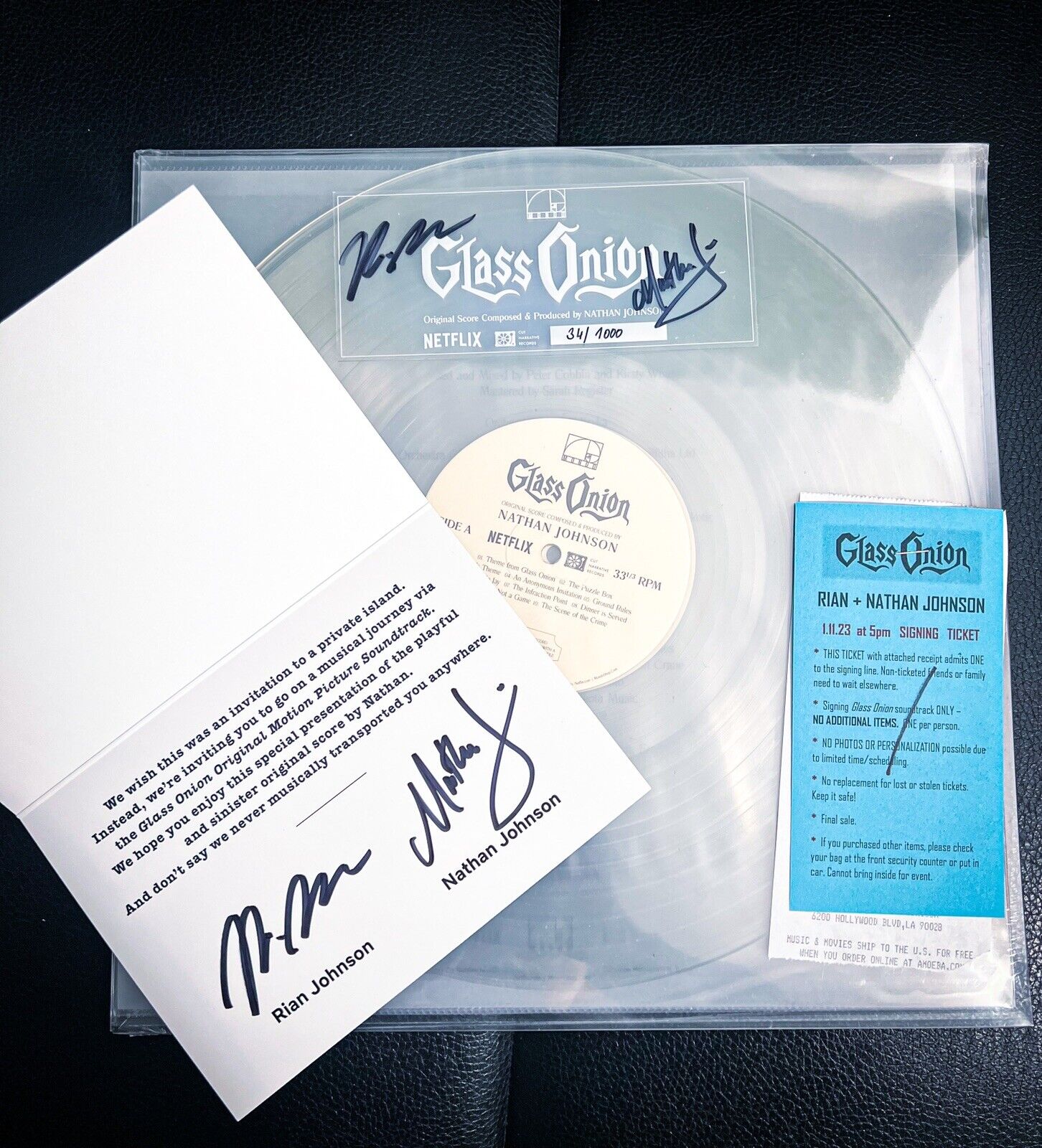 GLASS ONION - Original Motion Picture Soundtrack SIGNED #37/1000 Very Rare Vinyl