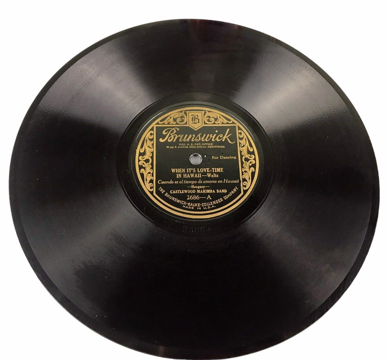 Brunswick Castlewood Marimba Band 2686 Pre-War 1920\'s Hawaiian Music 78 RPM 10\