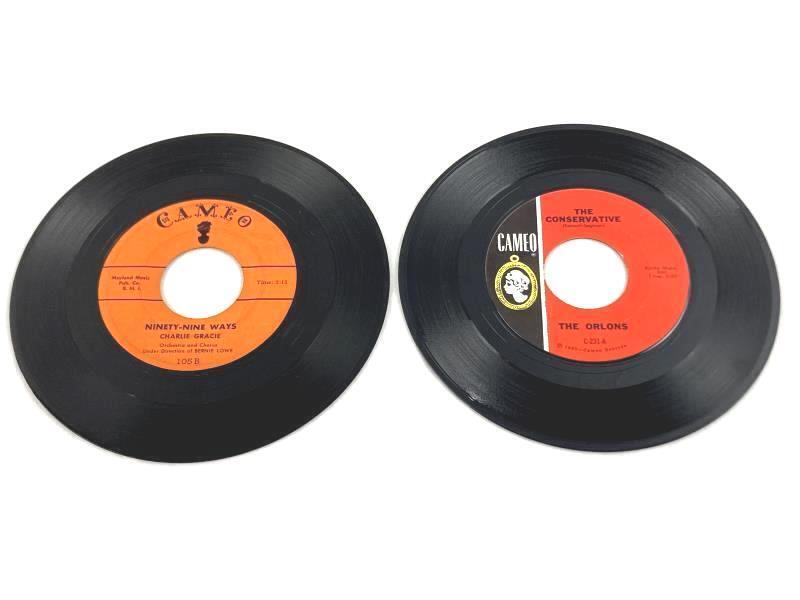 Lot of 2 Vintage Cameo Records 6 Inch 45 RPM The Orlons Charlie Gracie 1960s