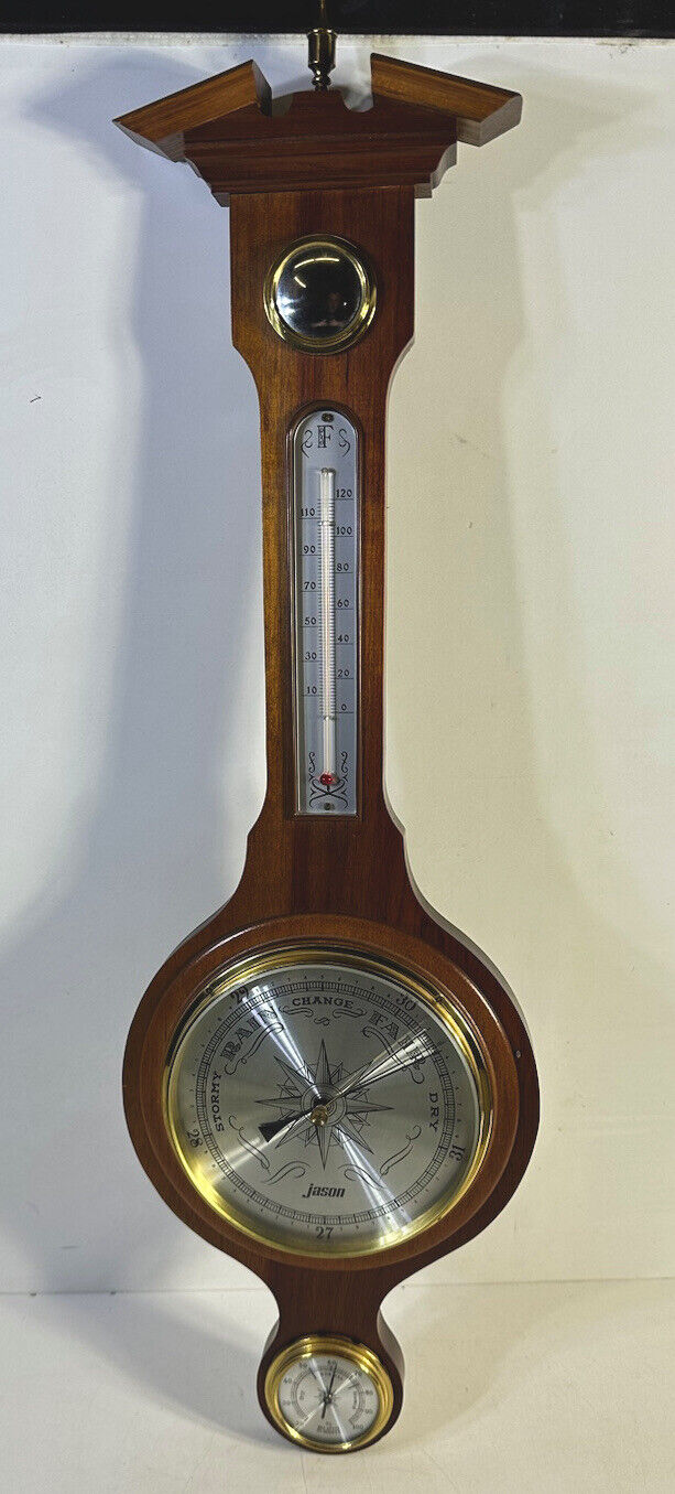 Authentic Vintage Jason Real Mahogany Banjo Barometer Made In Japan- Clean