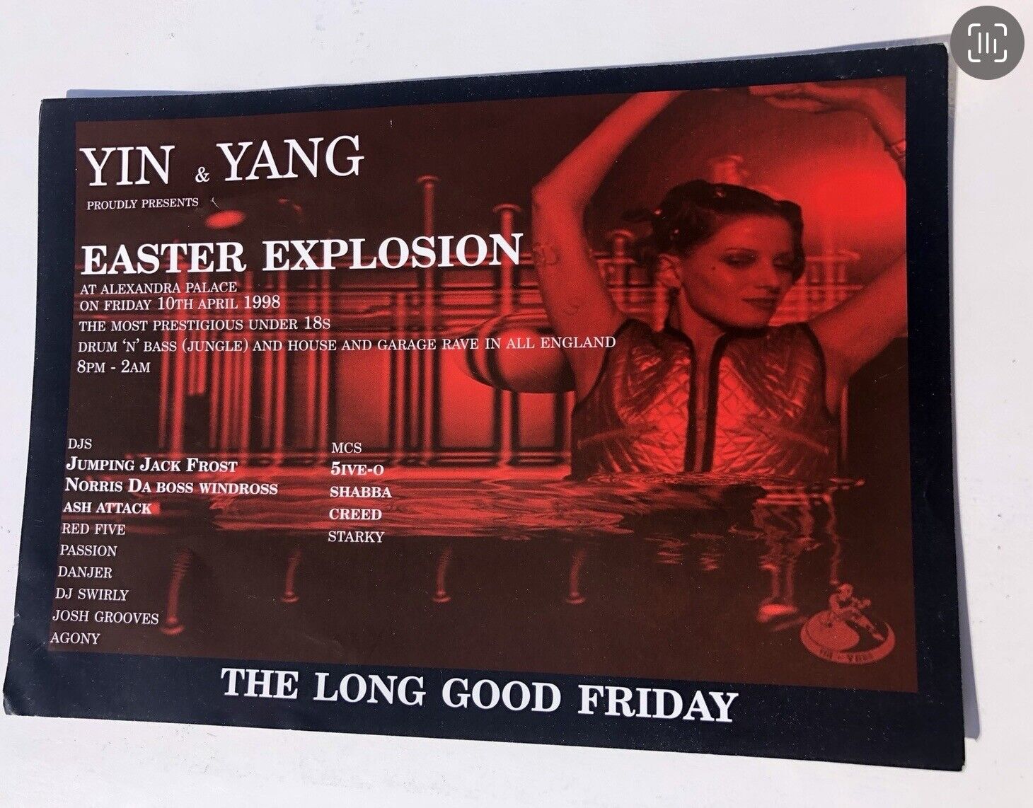 Yin & Yang rave flyer Easter explosion Alexandra Palace 10.04.98
