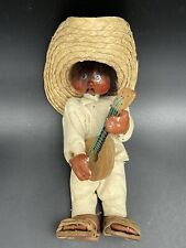 Vintage Mexican Wooden Folk Art  Figurine Playing Guitar , 6