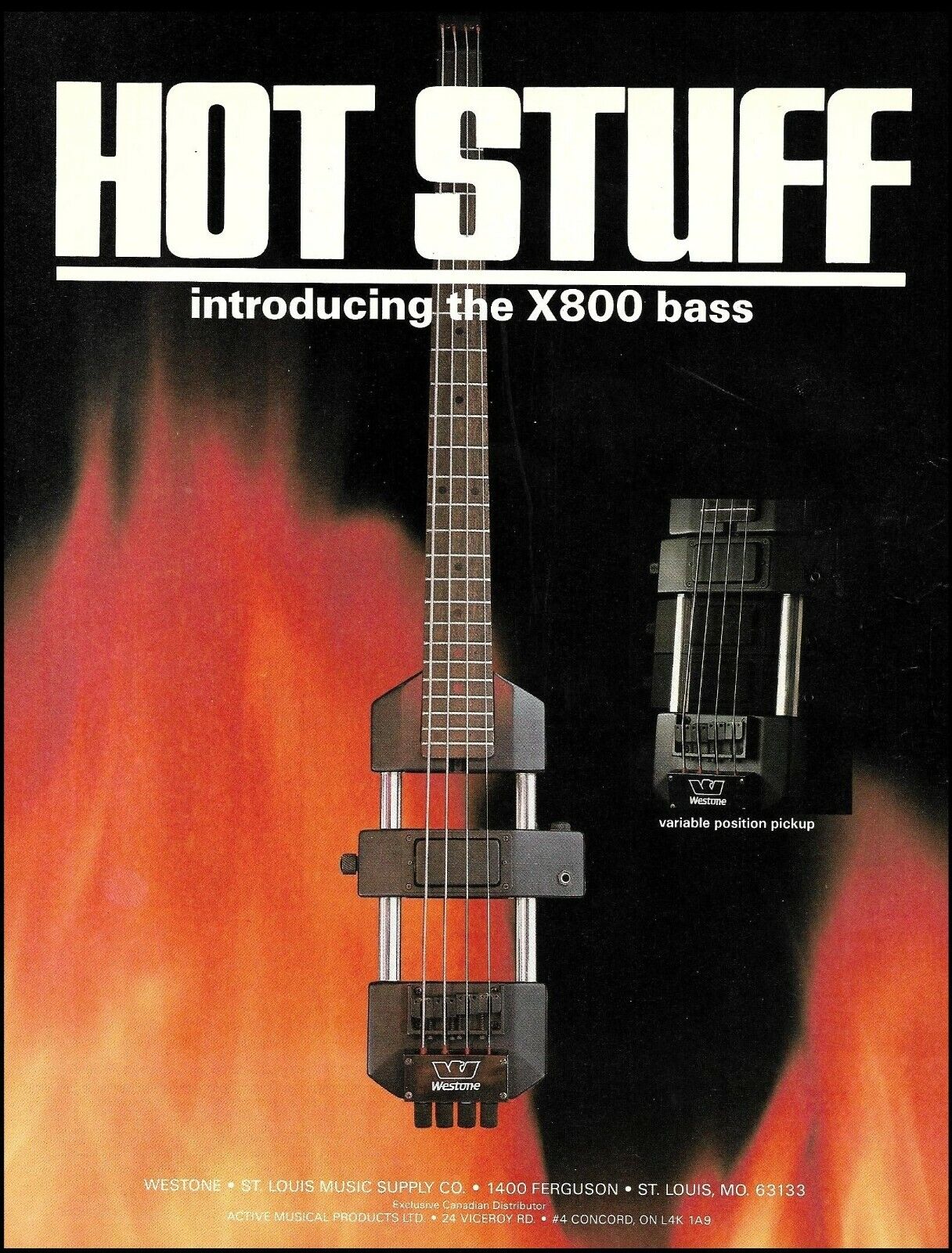 1984 Westone X800 electric bass guitar original advertisement 8 x 11 ad print