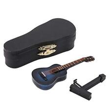  Wooden Mini Guitar Model with Holder and Delicate Box Musical 10CM Blue picture