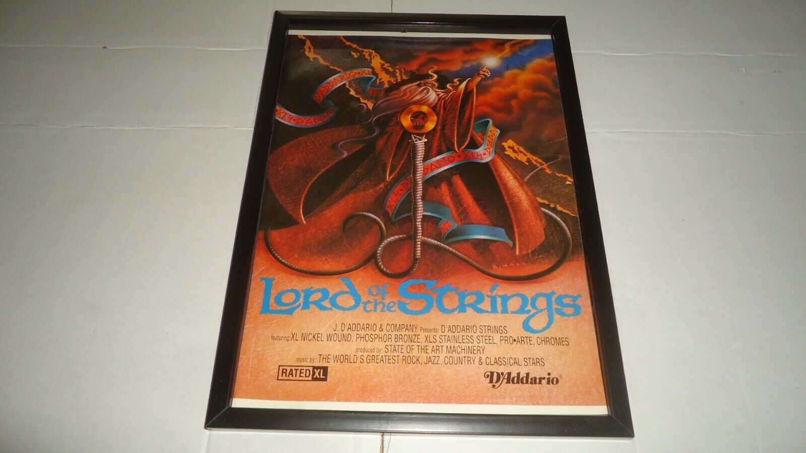 D\'ADDARIO GUITAR STRINGS-1990 framed original advert