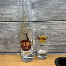 Hard Rock Cafe Berlin 7 1/2 Inch Shot Glass Flaming Guitar & 4inch - W/o Boxes picture