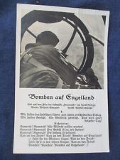 1940 Germany WWII Bombs on England Song Lyrics & RP Gunner Postcard Used picture