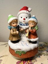 Vintage Snowman Music Box Kids Decoration Plays Jingle Bells Rotates When Played picture