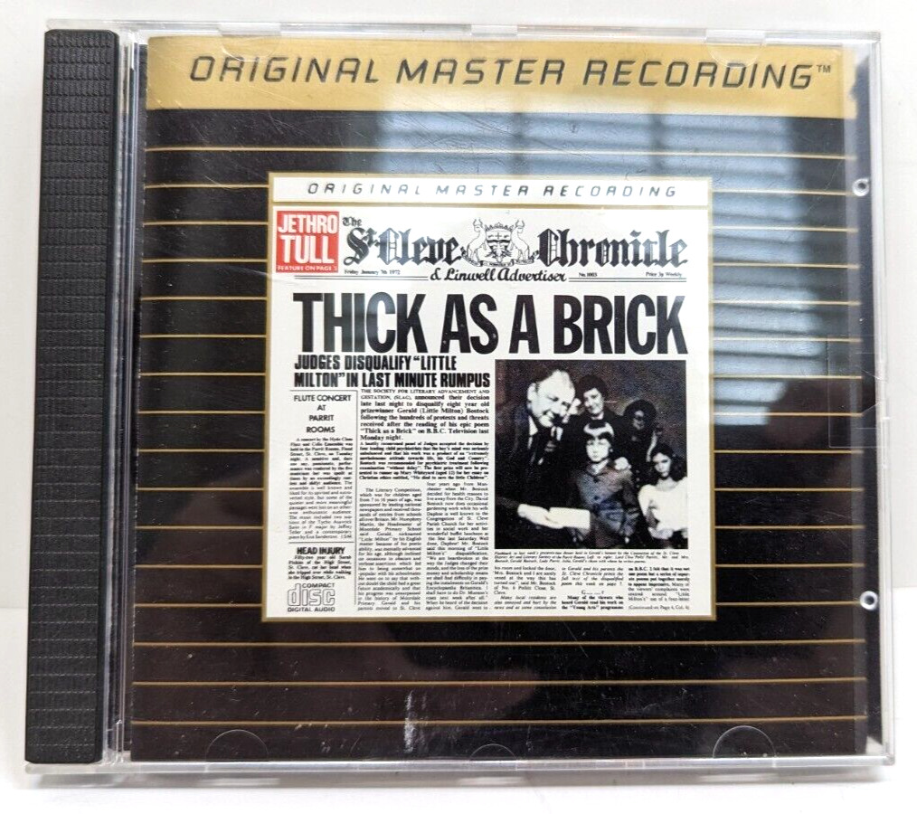 Jethro Tull: Thick As A Brick Music CD Original Master Recording 24kt Gold Disc
