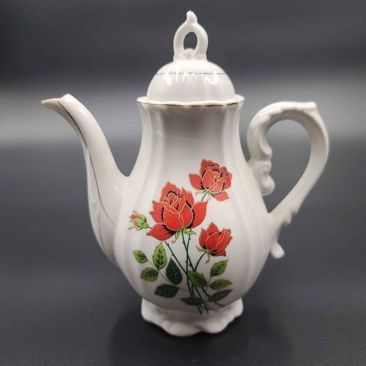 Vintage Musical Floral Porcelain Teapot Music Box