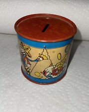 Vintage Tin Litho Coin Drum Saving Bank Ohio Art Co. Fern Bisel Peat 1950's picture