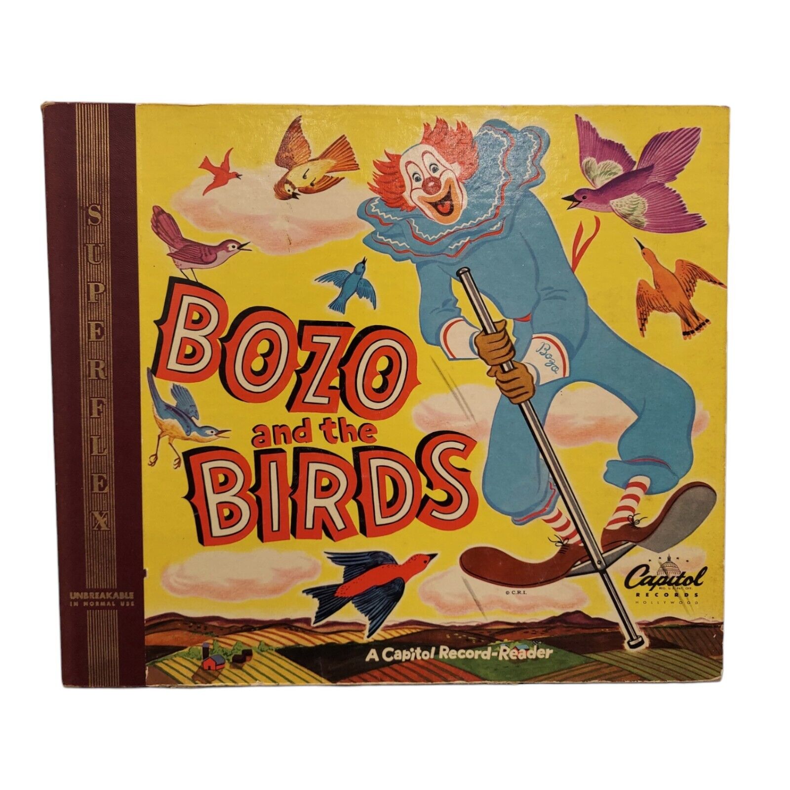 VTG Bozo and the Birds STORYBOOK +2 vinyl LPs records 1949 clown Capital Records