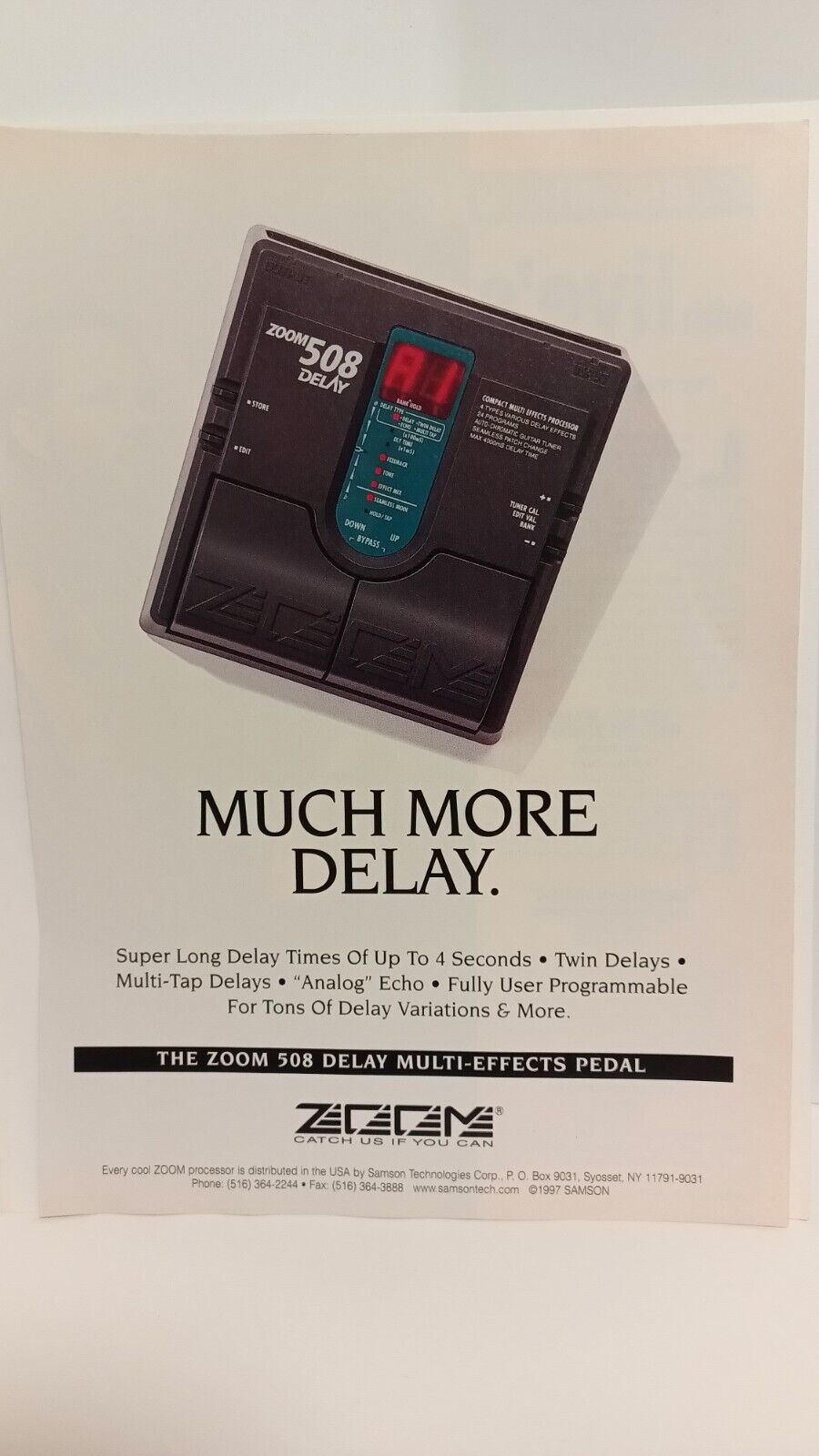 ZOOM GUITAR EFFECTS. ZOOM 508 DELAY   PRINT AD.  11X8   m1