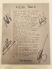 Three Days Grace Autographed Life Times Lyrics picture