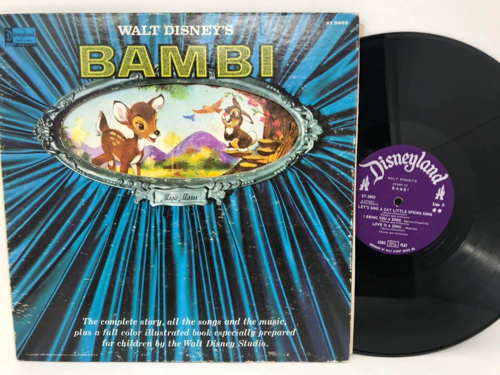 Walt Disney\'s Story Of Bambi LP Vinyl Book & Record Original 1960 ST-3903 