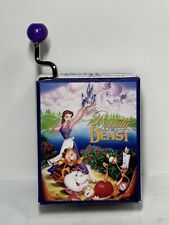 Vintage Disney Beauty and the Beast Mini Music Box Hand Crank Works Rare 1991 picture