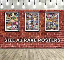 Rave Posters x3 OLD SKOOL A3 Limited JUNGLE HARDCORE Man Cave Wall Art Flyers picture