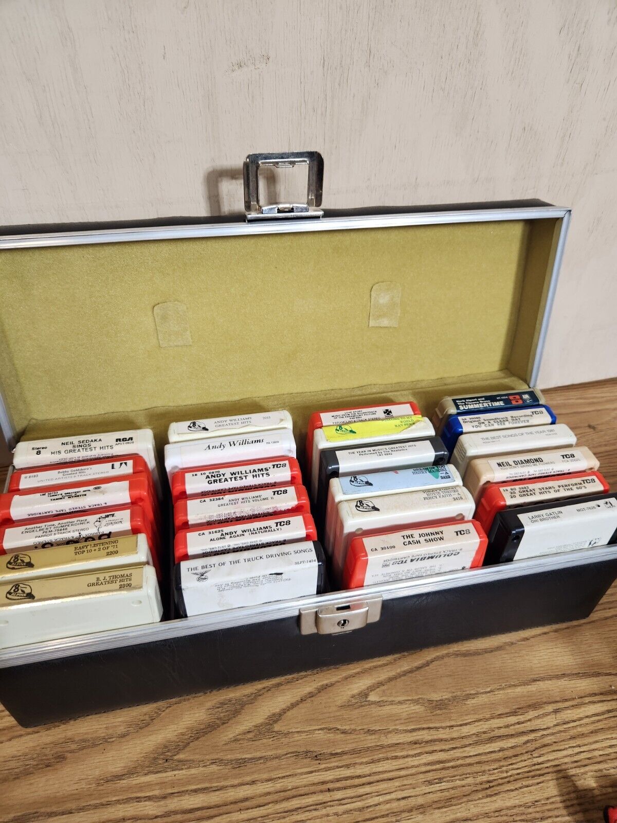 Vintage 8 Track Tape Carrying Case Holds 24 Black Random 24 Tapes Trucking