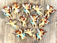 Vintage Set of 12 Angel Holiday Ornaments Musical Instruments,  Blow Mold picture
