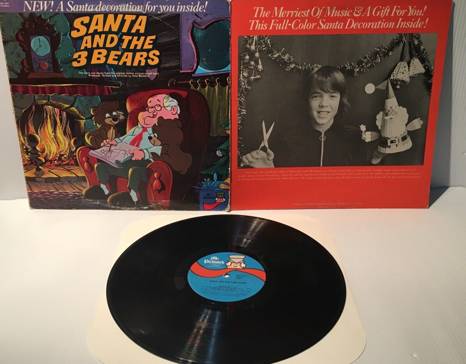 SANTA AND THE 3 BEARS Vinyl LP Mr Pickwick SPC 1501 w/ DECORATION CUTOUT – G+